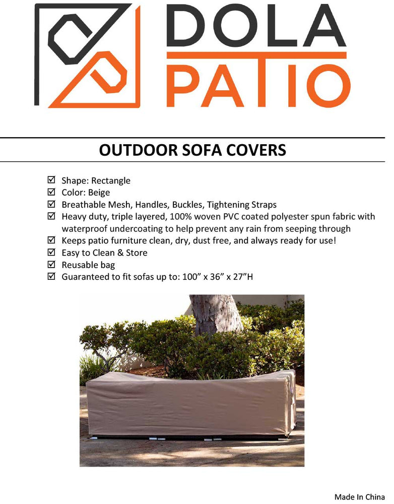 Patio Sofa Cover Rectangle 100" x 36" x 27" Waterproof