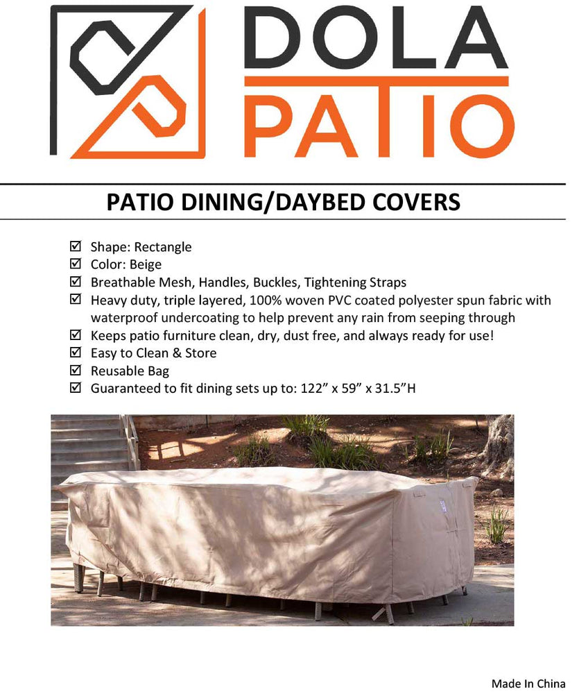 Patio Table Cover Rectangle 122-59-31.5-Inches