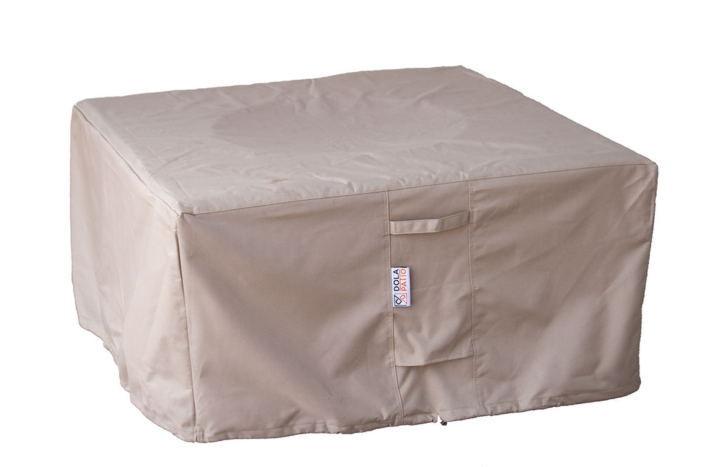 Outdoor Fire Table Cover Square Waterproof 44 x 44 x 28 Inches With Tightening Straps & Handles