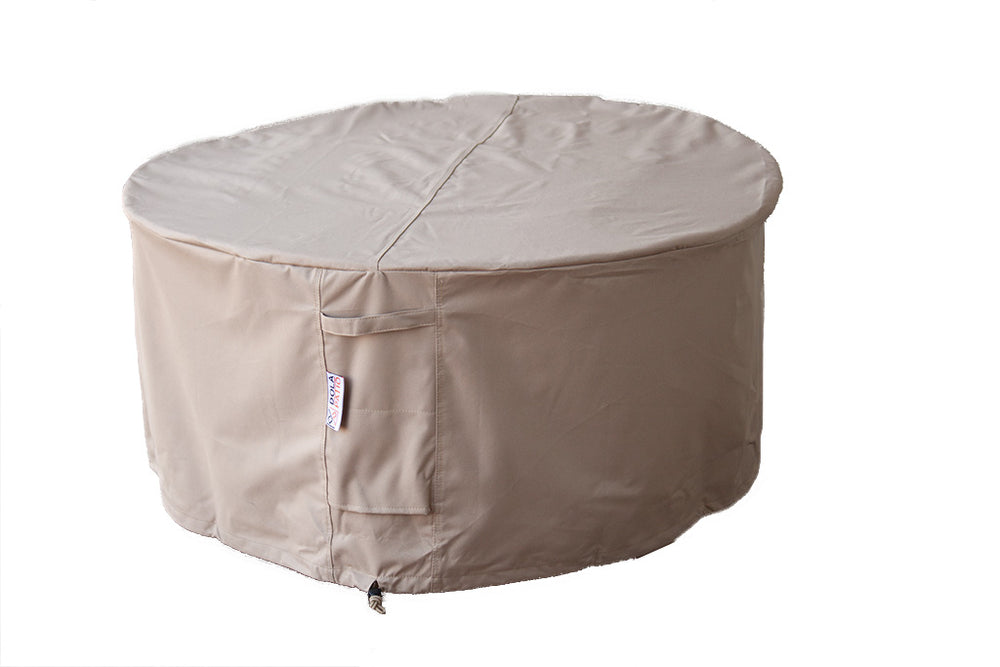 Outdoor Fire Table Cover Round Waterproof 38.5" x 20" With Tightening Straps & Handles