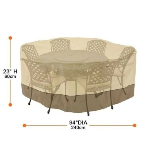 Outdoor Round Table & Chairs Cover 94" Waterproof
